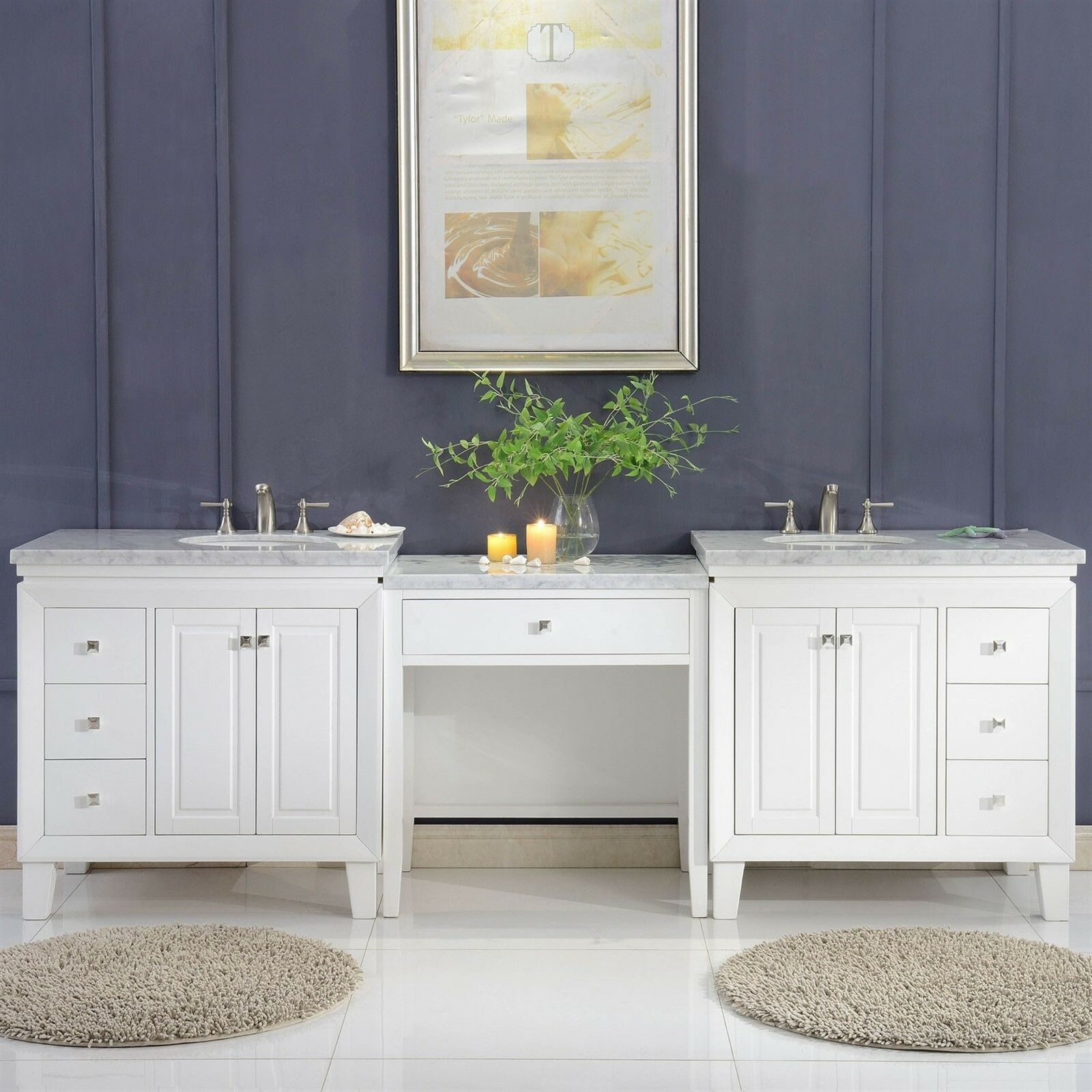 103 Inch Carrara Marble Top Bathroom Double Sink Cabinet Vanity within proportions 1600 X 1600