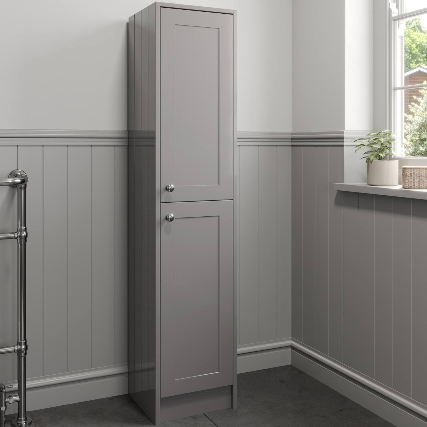 1600mm Tall Bathroom Storage Cabinet Cupboard Floorstanding Grey intended for sizing 1500 X 1500