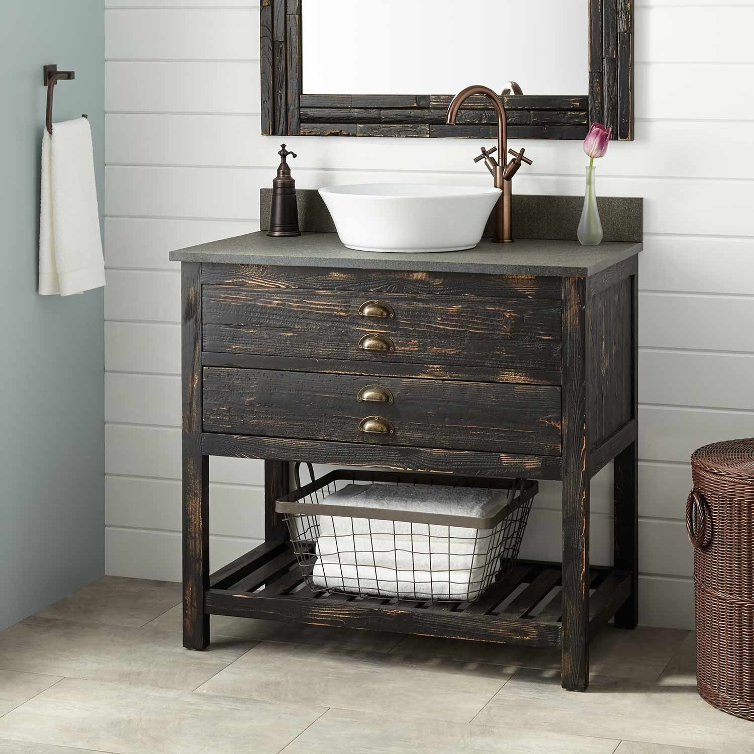 36 Benoist Reclaimed Wood Vessel Sink Console Vanity Antique pertaining to sizing 1500 X 1500
