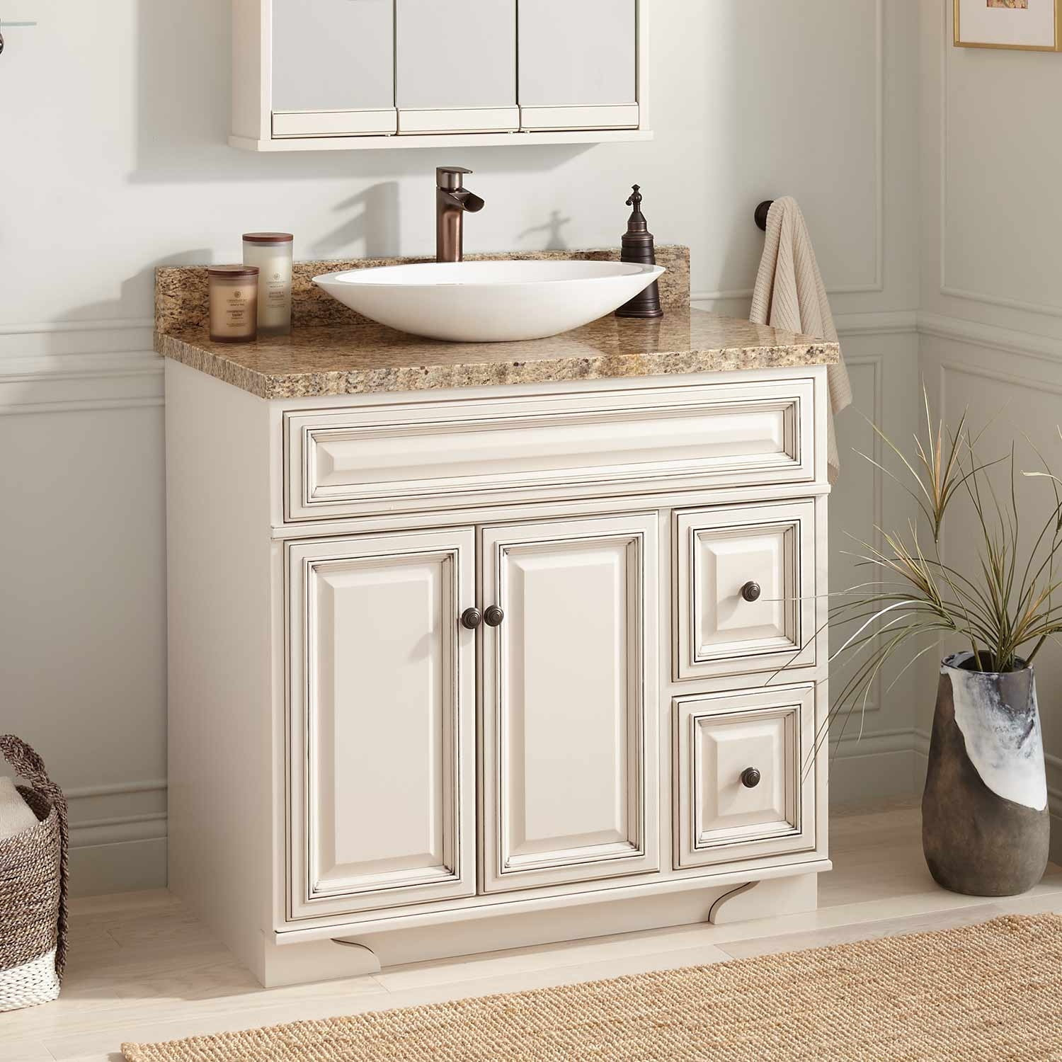 36 Misschon Vessel Sink Vanity Antique White Bathroom intended for proportions 1500 X 1500