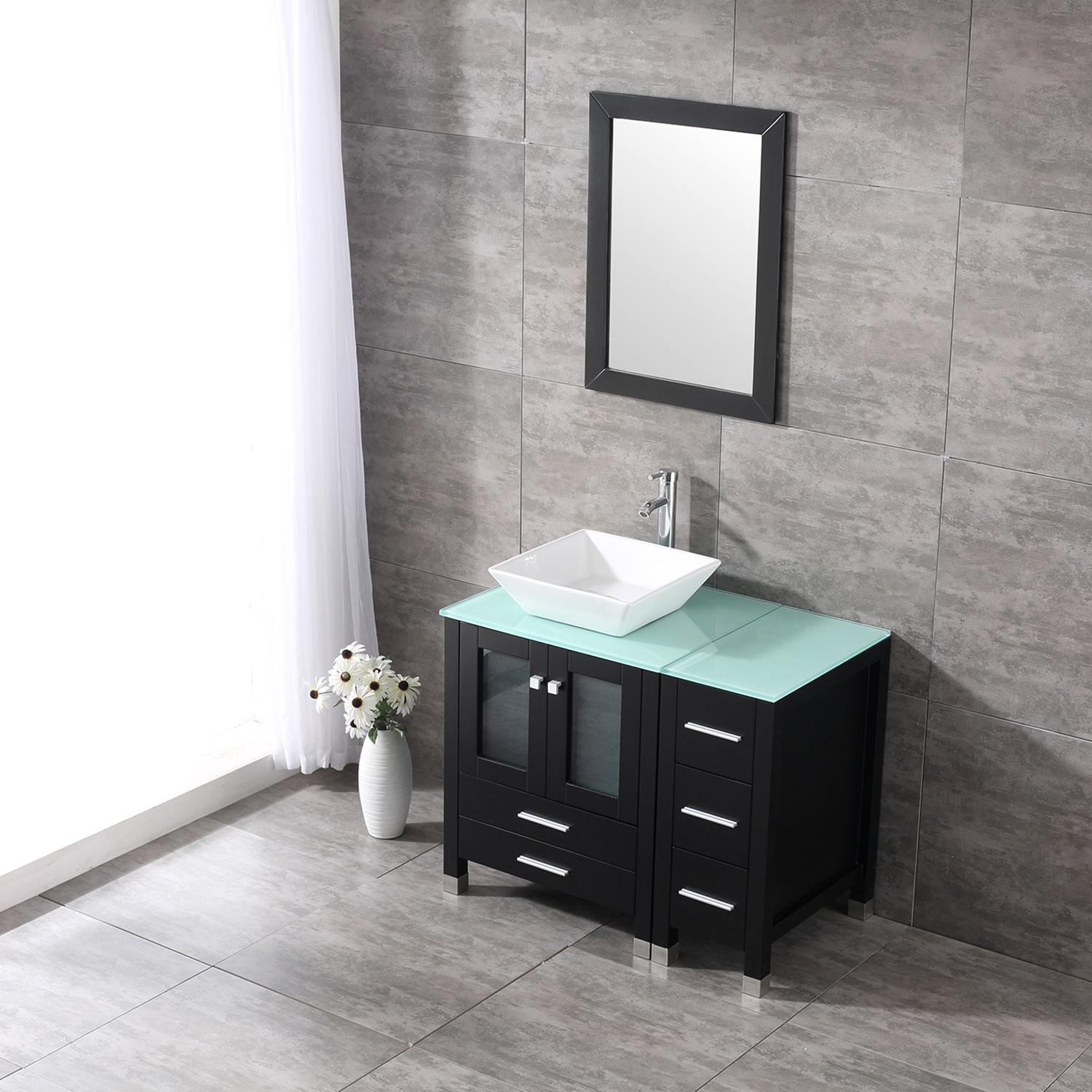 36 Modern Ceramic Vessel Sink Bowl Wood Bathroom Vanity Cabinet W throughout dimensions 1500 X 1500