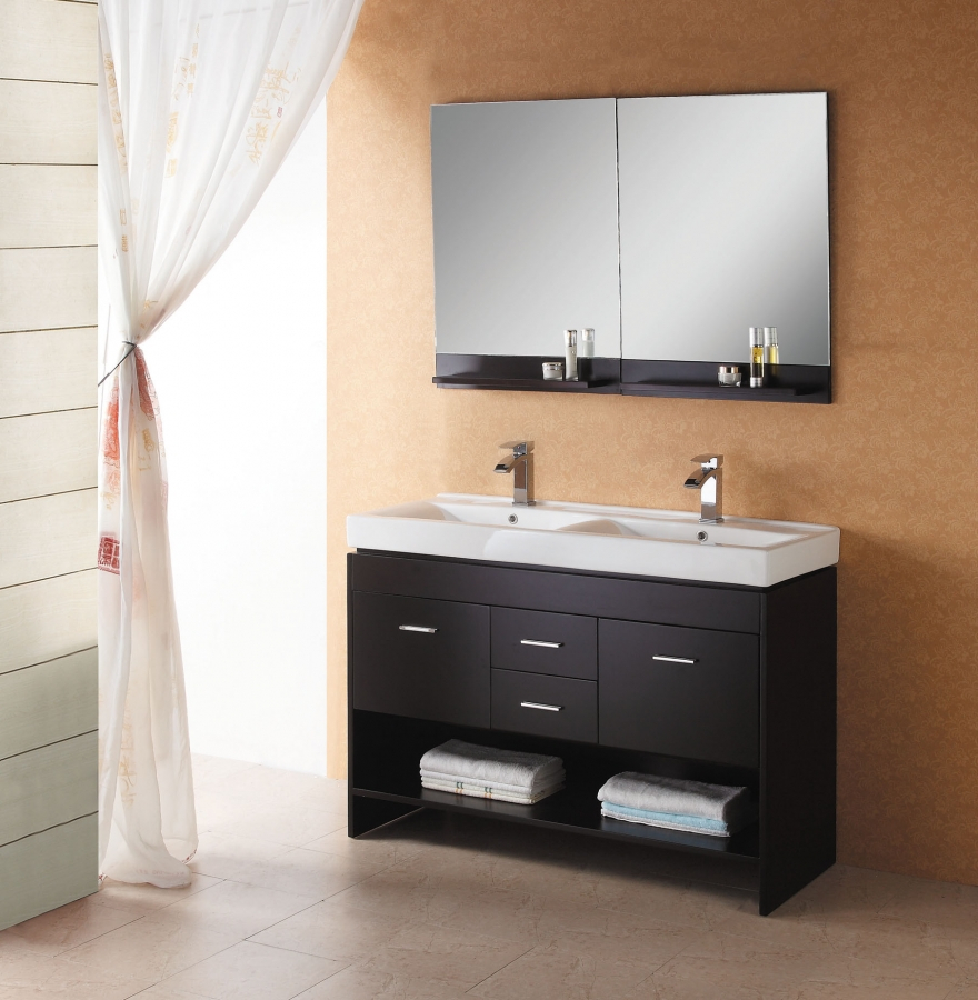 47 Inch Modern Floating Double Sink Bathroom Vanity intended for sizing 880 X 900