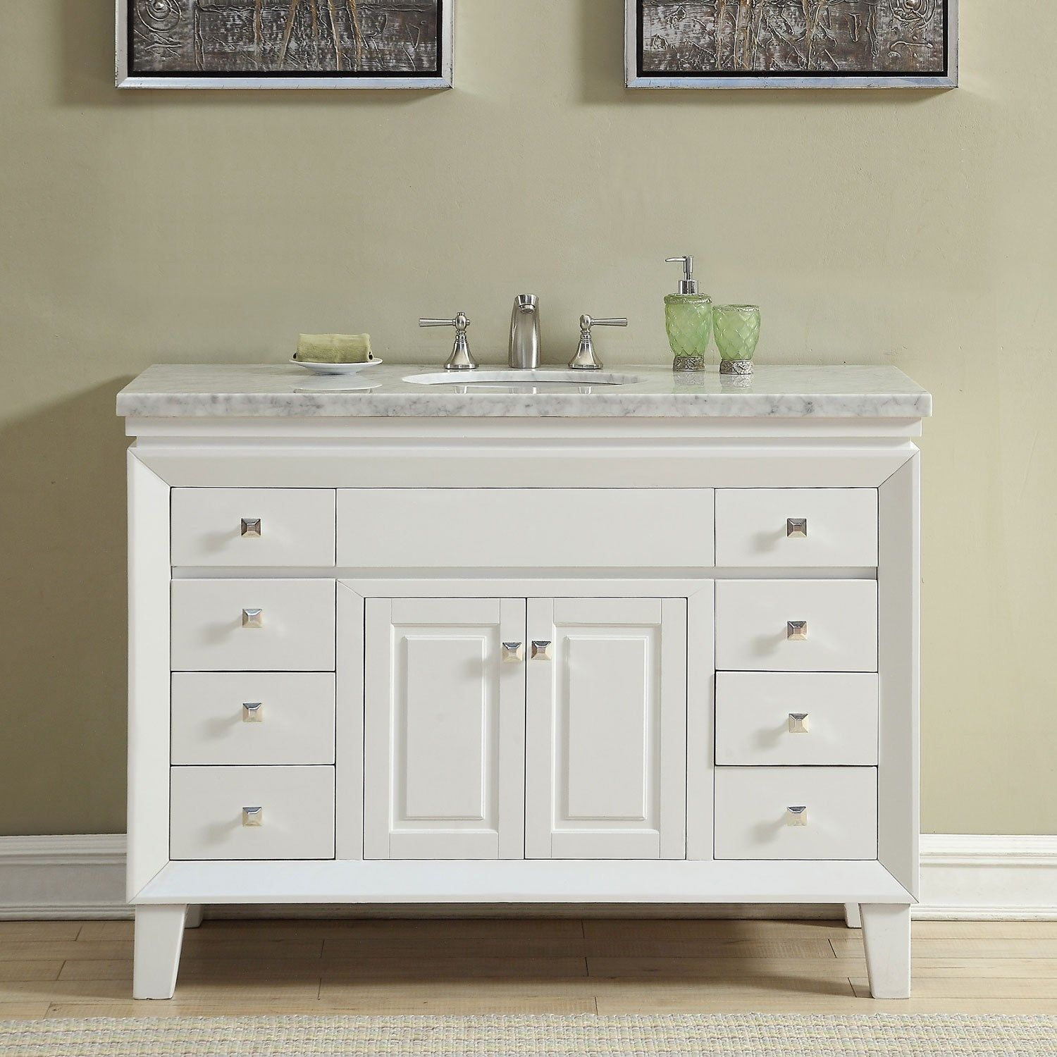 48 Inch Off White Carrara Marble Top Bathroom Vanity Single Sink throughout dimensions 1500 X 1500