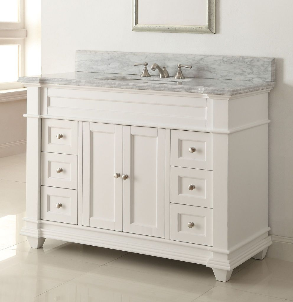 48 Italian Carrara Marble Top Kerianne Bathroom Sink Vanity Cabinet pertaining to sizing 992 X 1024