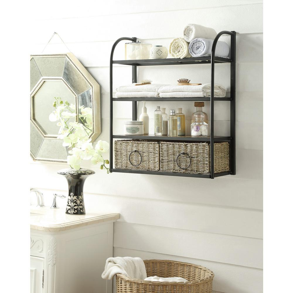 4d Concepts Windsor 24 In W Storage Rack With Two Baskets In Brown for proportions 1000 X 1000