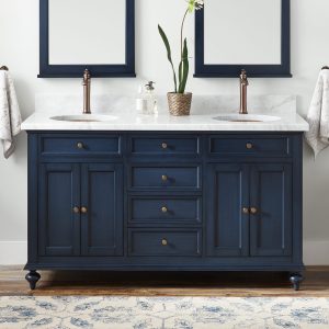 60 Keller Double Vanity For Undermount Sinks Vintage Navy Blue with regard to sizing 1500 X 1500