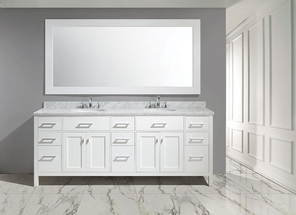 84 London Double Sink Vanity Set In White Finish Bathroom for size 1250 X 909