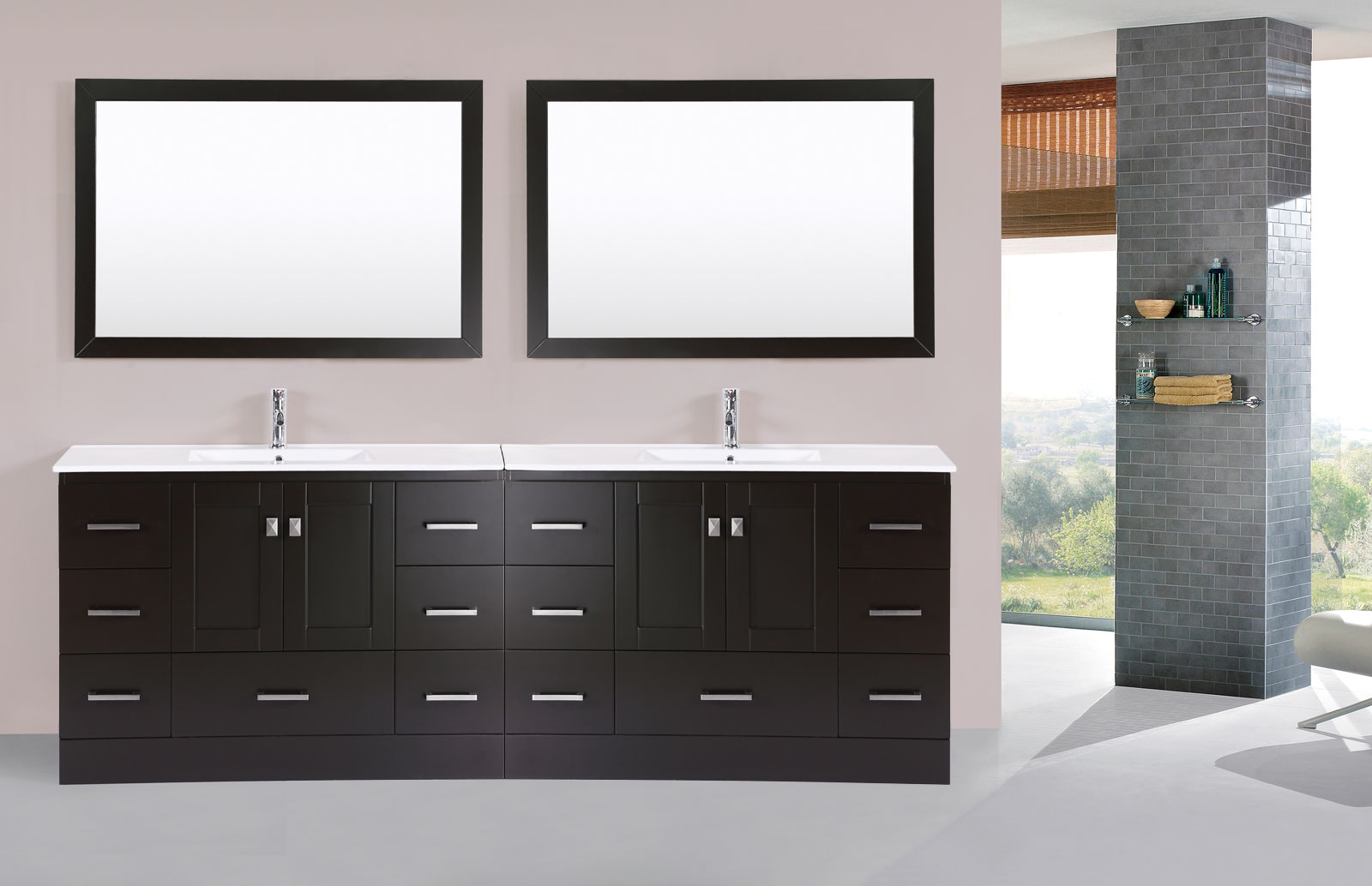 96 Redondo Espresso Double Modern Bathroom Vanity With Integrated with regard to size 1600 X 1034