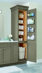 A Linen Closet With Four Adjustable Shelves A Chrome Door Rack And intended for measurements 2993 X 5200