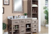 Accos 48 Inch Rustic Bathroom Vanity Matte Ash Grey Limestone Top with measurements 1109 X 1000