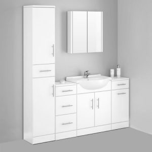Alaska Bathroom Furniture Pack 5 Piece White Gloss within dimensions 1200 X 1200