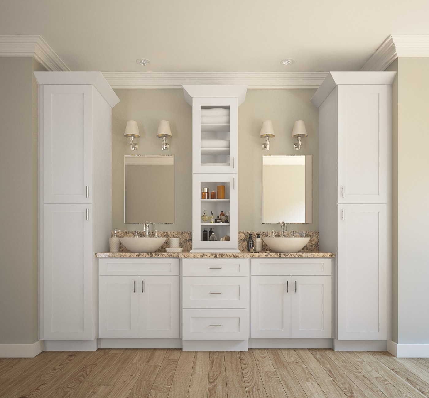 Aspen White Shaker Ready To Assemble Bathroom Vanities Cabinets in measurements 1400 X 1300