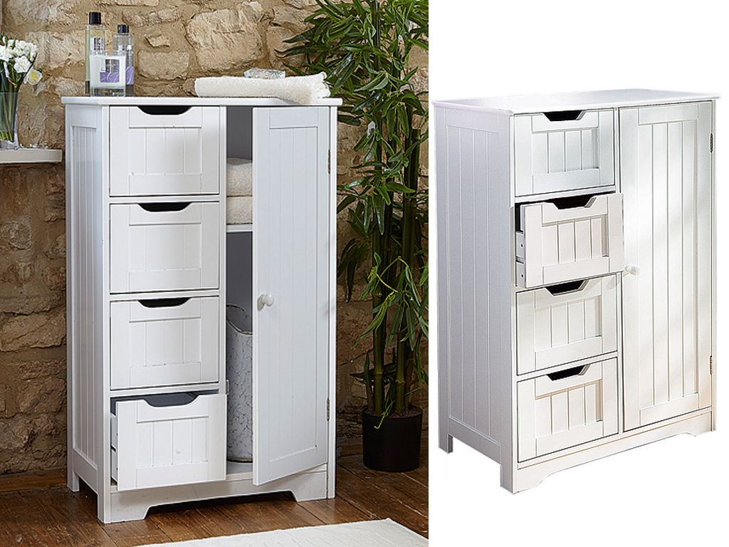 Bathroom Cabinet Storage Bedroom Wooden Cupboard 4 Drawers Towel intended for proportions 1024 X 768