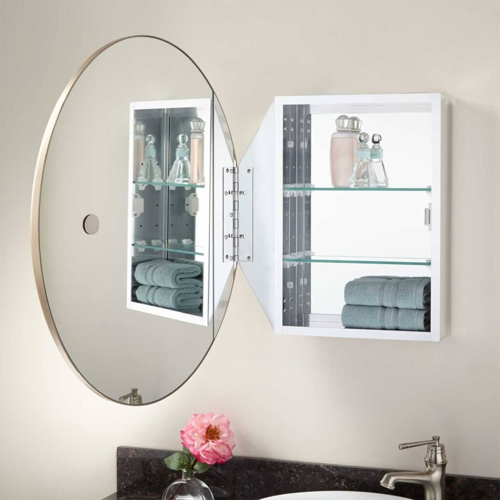 Bathroom Excellent Oval Bathroom Mirror Cabinet Wall Mounted intended for measurements 1024 X 1024
