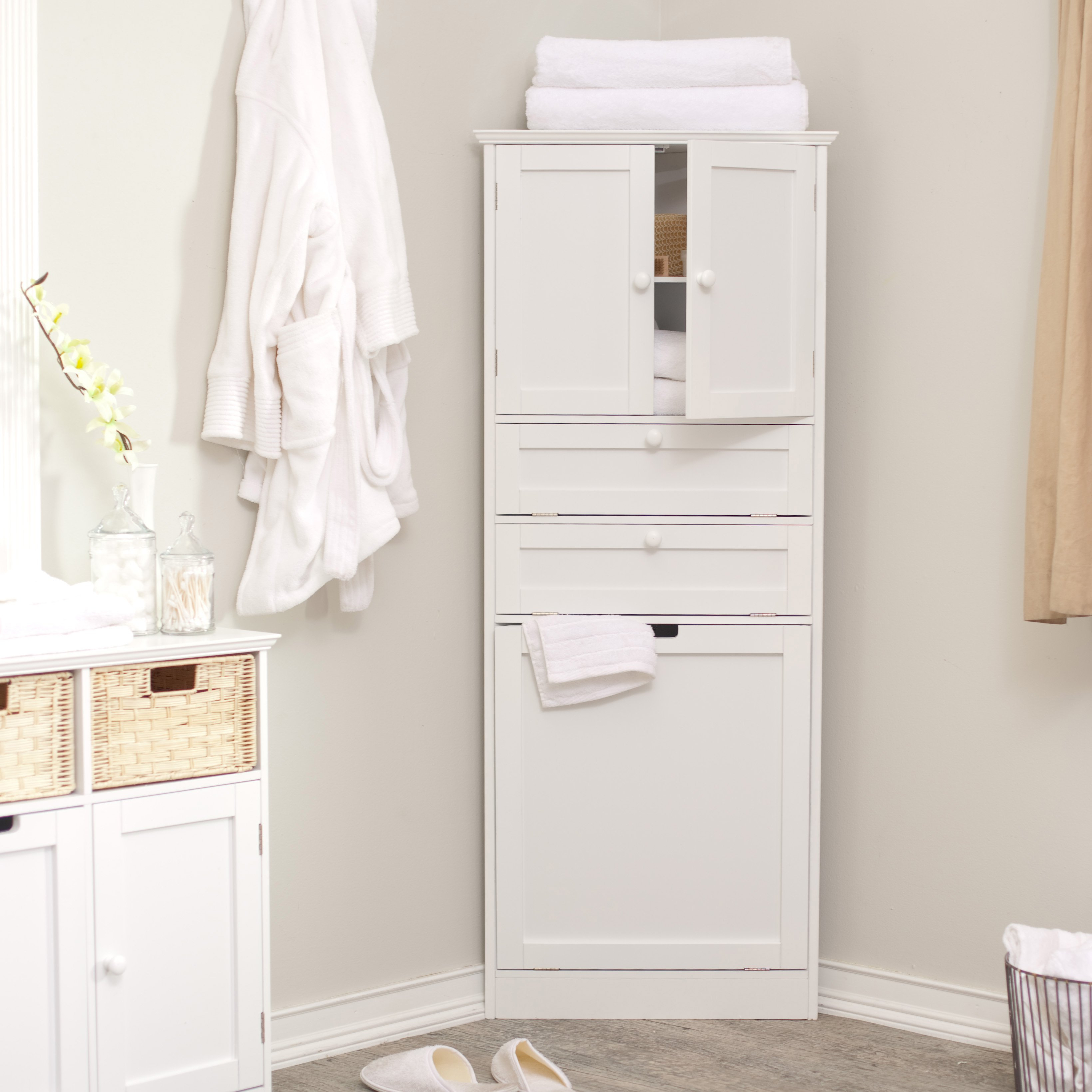 Bathroom Hamper Cabinet Contemporary 31 Tall Storage With Laundry intended for sizing 3279 X 3279