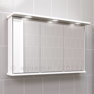 Bathroom Wall Mirror Cabinet White 1000 Triple Door Illuminated with dimensions 1600 X 1600