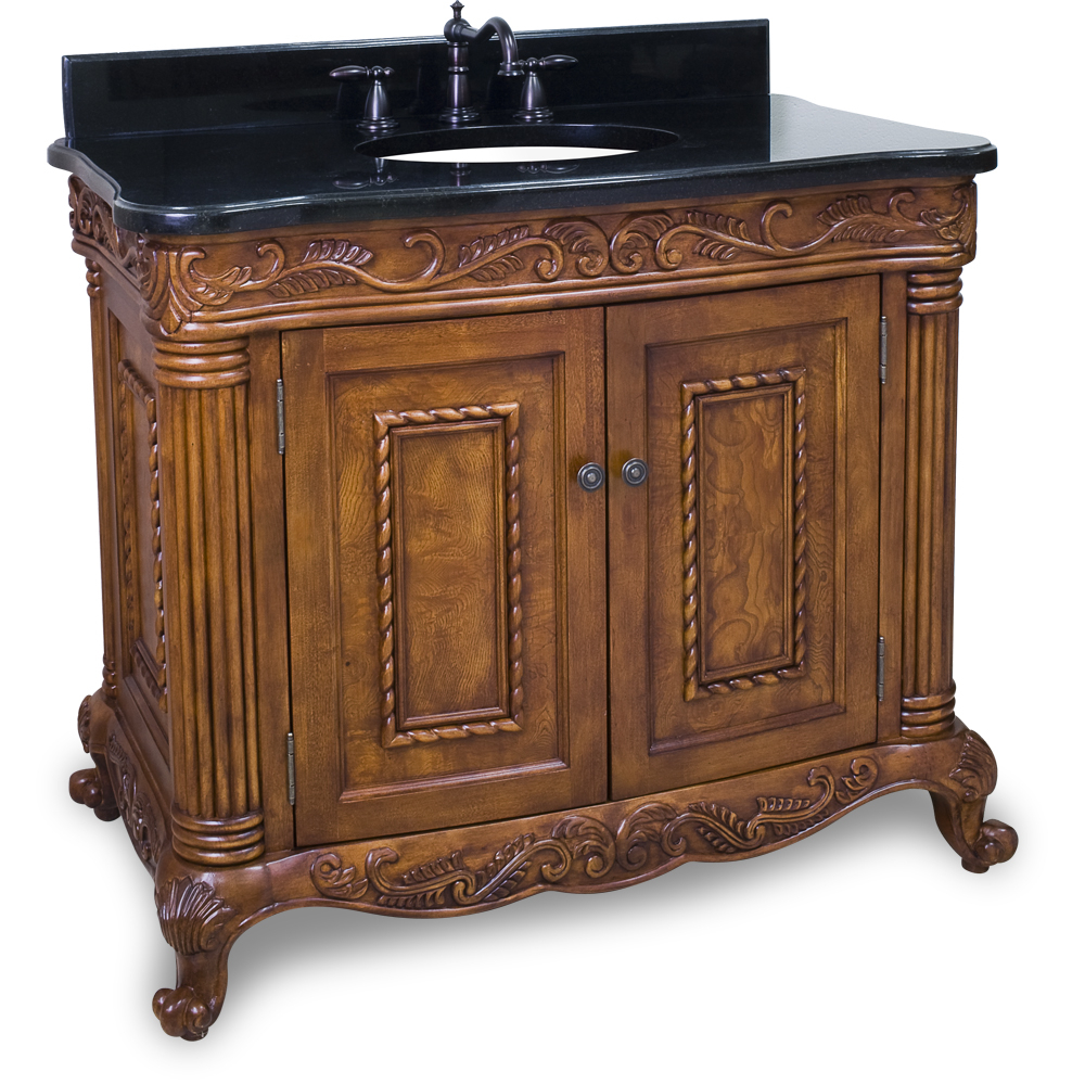 Burled Painted Walnut Ornate Bathroom Vanity With Granite Top inside sizing 1000 X 1000