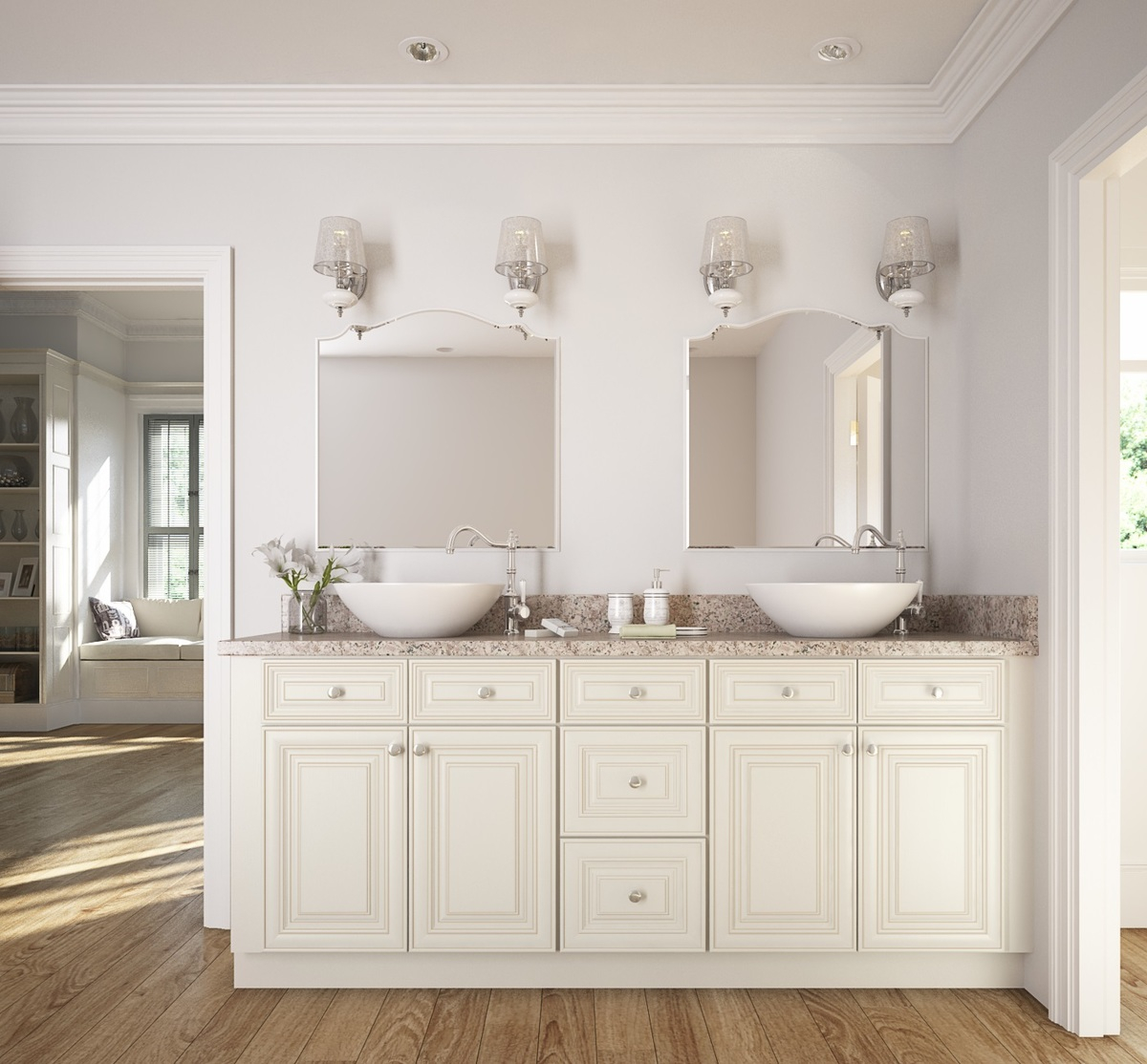 Cambridge Antique White Glaze Ready To Assemble Bathroom Vanities within proportions 1200 X 1114