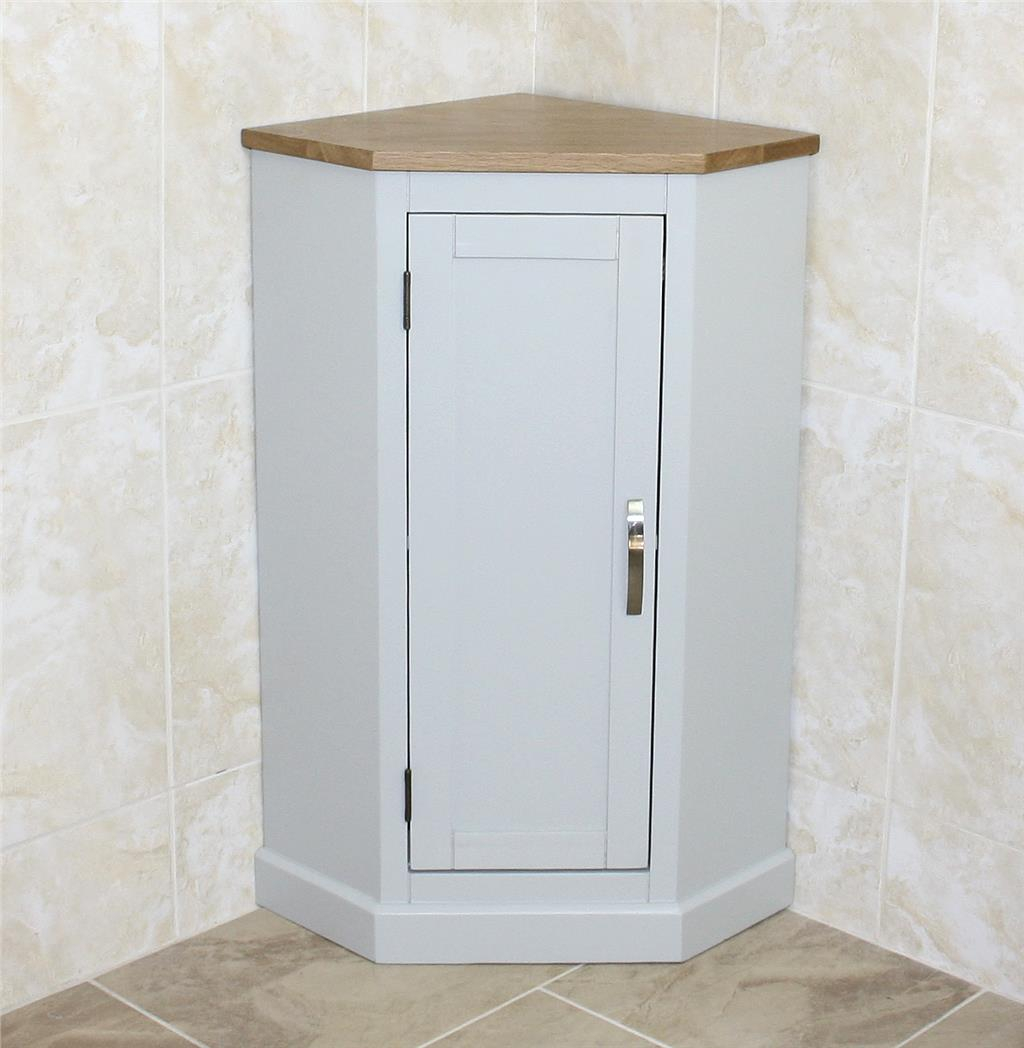 Cloakroom Corner Bathroom Vanity Painted Grey Unit Oak Top Corner inside size 1024 X 1048