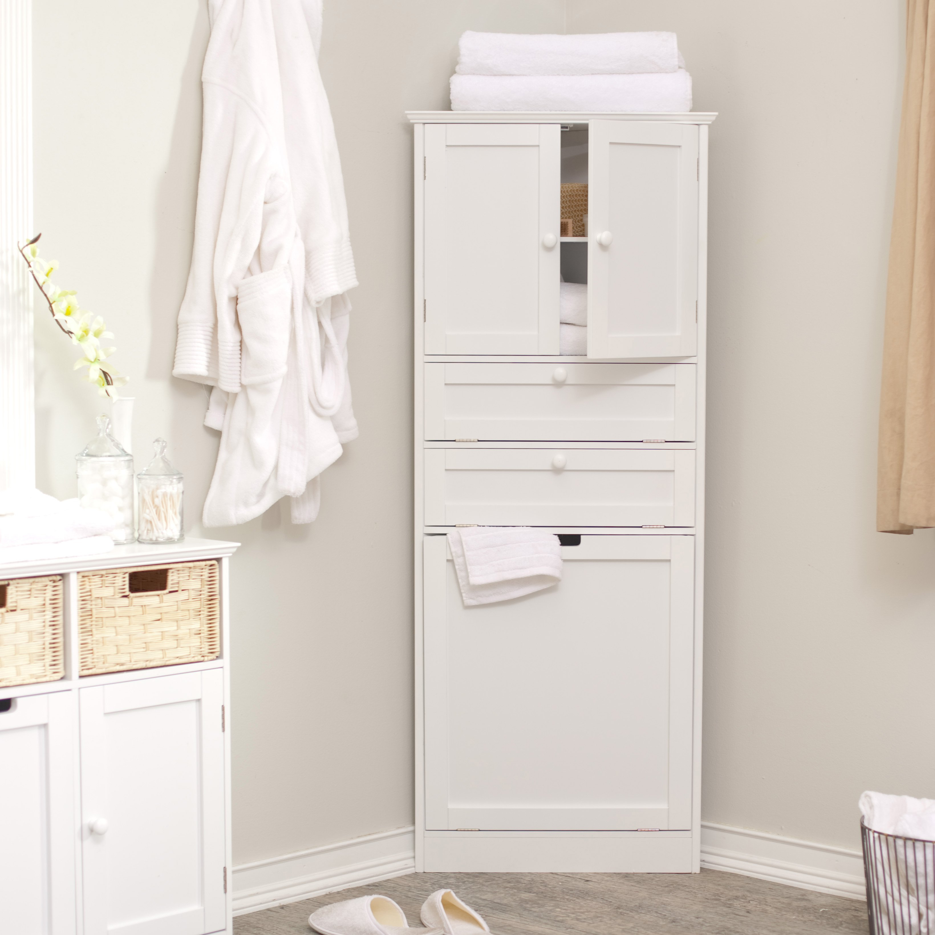 Corner Laundry Cabinet Freestanding Corner Bathroom Linen Cabinets in proportions 3279 X 3279