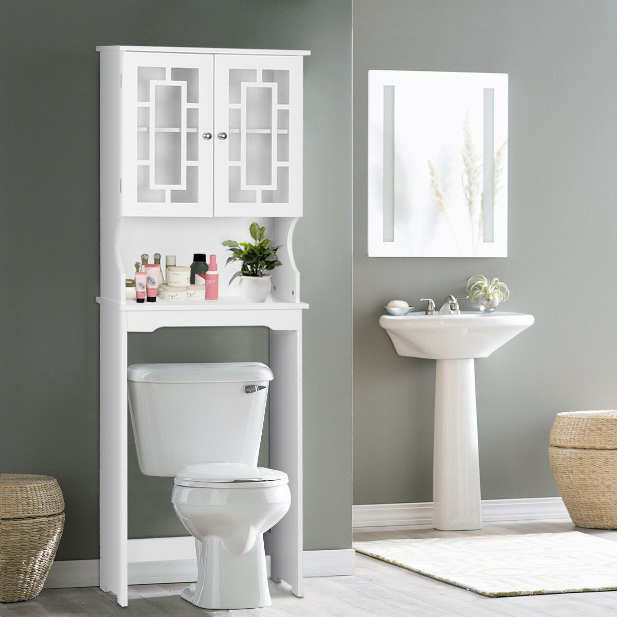 Costway Costway Bathroom Spacesaver Over The Toilet Door Storage in size 1200 X 1200