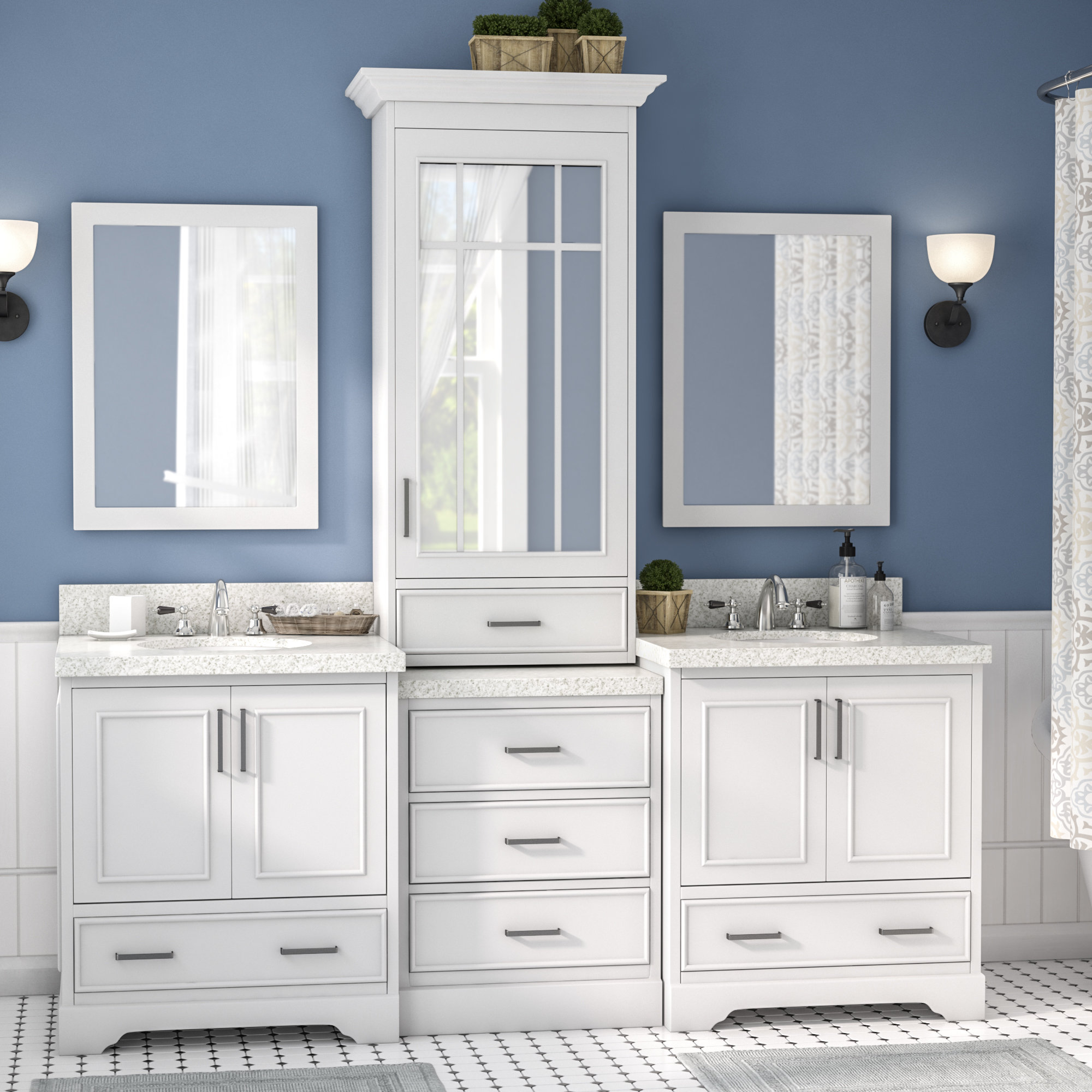 Dar Home Co Geraldina 85 Double Sink Bathroom Vanity With Mirror inside measurements 2000 X 2000