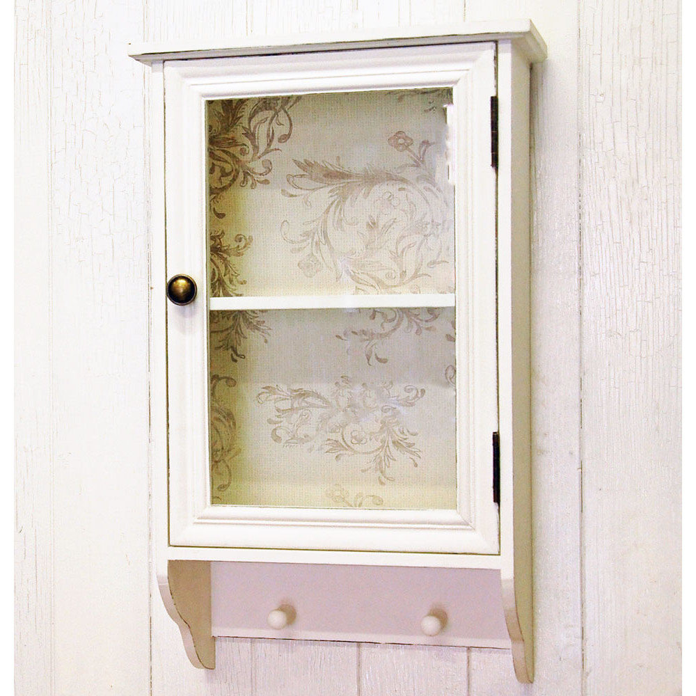French Shab Chic Glazed White Wall Cabinet With Pegs for dimensions 1000 X 1000