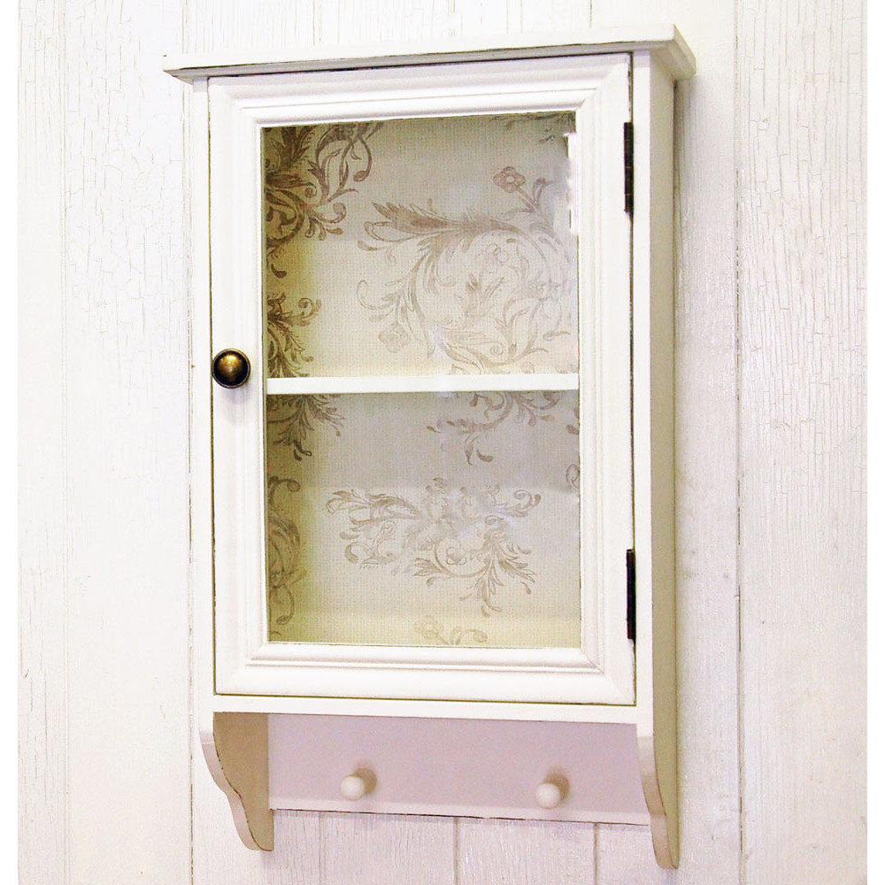 French Shab Chic Glazed White Wall Cabinet With Pegs for measurements 1000 X 1000