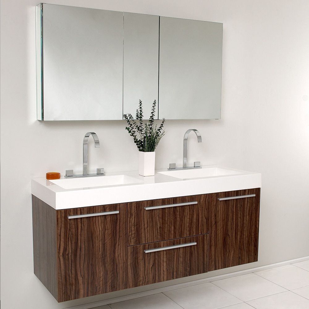 Fresca Opulento Walnut Modern Double Sink Bathroom Vanity W regarding dimensions 1000 X 1000