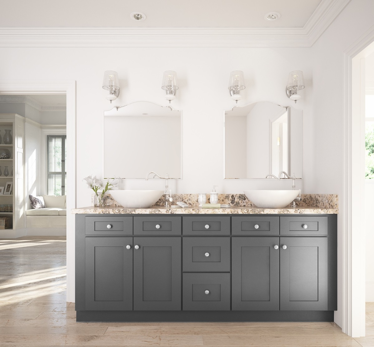 Graphite Grey Shaker Ready To Assemble Bathroom Vanities for sizing 1200 X 1114