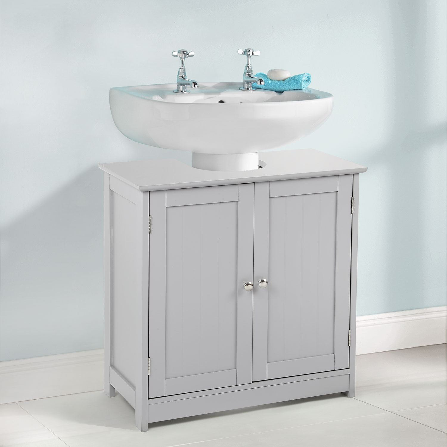 Grey Under Sink Basin Cabinet Cupboard Bathroom Furniture Storage within measurements 1500 X 1500