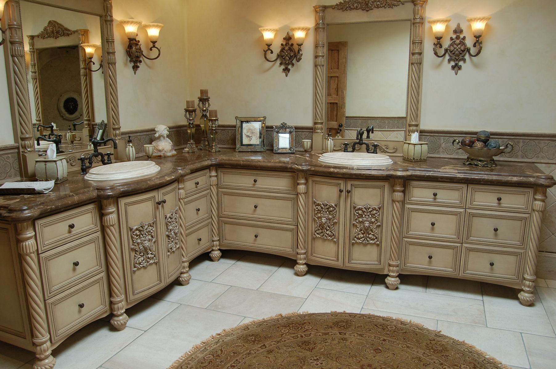 Handmade Custom Faux Finish Master Bathroom Cabinets Westend with regard to proportions 1805 X 1200