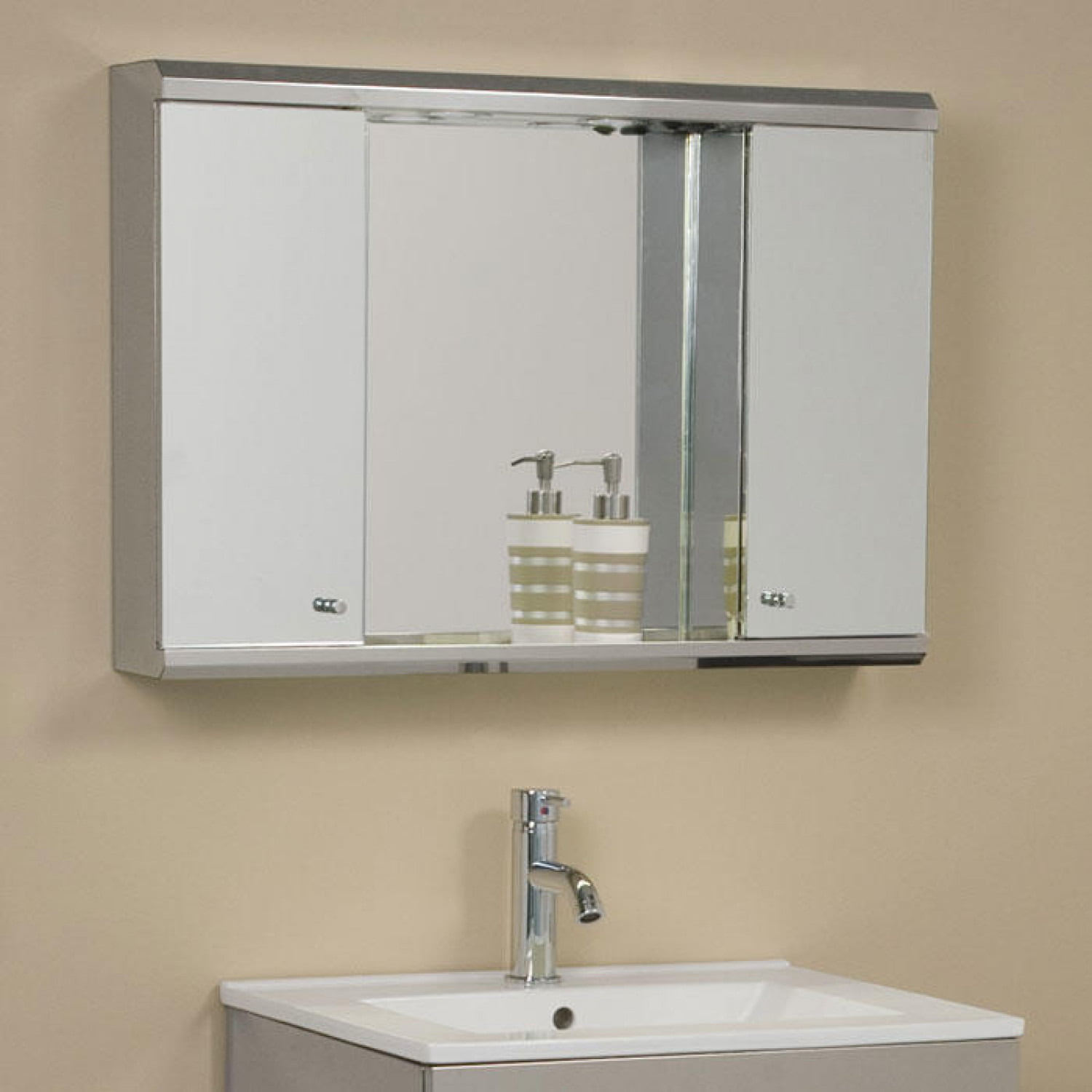 Illumine Dual Stainless Steel Medicine Cabinet With Lighted Mirror throughout measurements 1500 X 1500