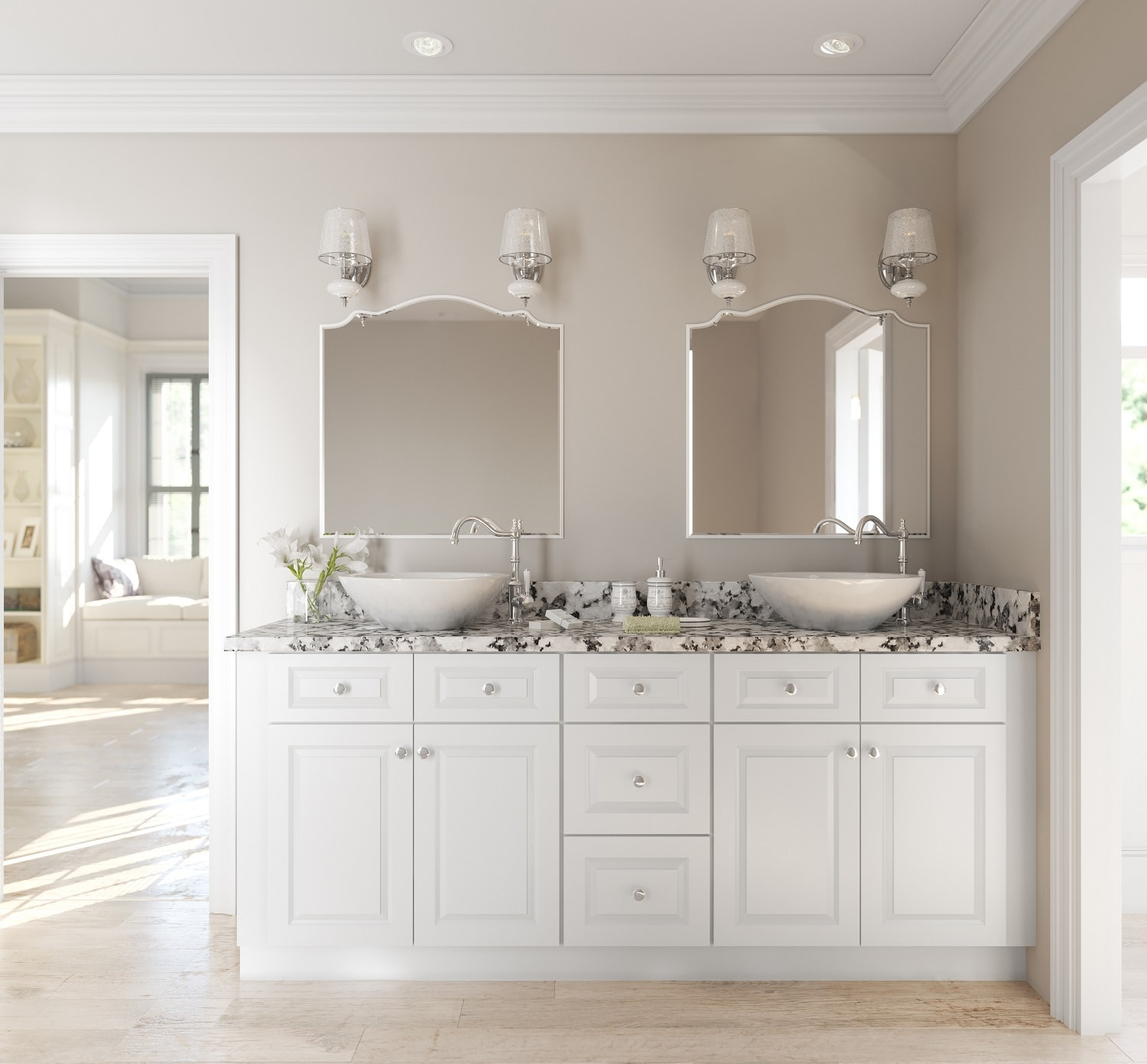 Lakewood White Ready To Assemble Bathroom Vanities Cabinets with proportions 1500 X 1392