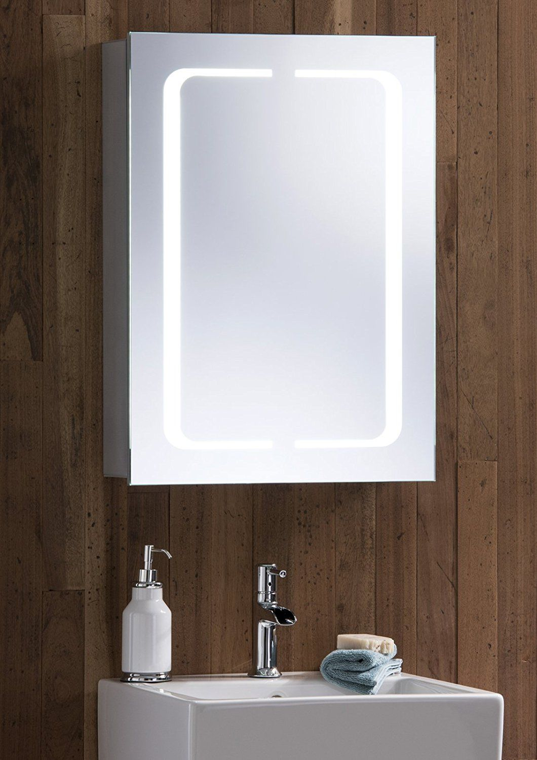 Led Illuminated Bathroom Mirror Cabinet With Demister Heat Pad pertaining to proportions 1060 X 1500