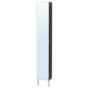 Lillngen High Cabinet With Mirror Door Stainless Steel Black with measurements 2000 X 2000
