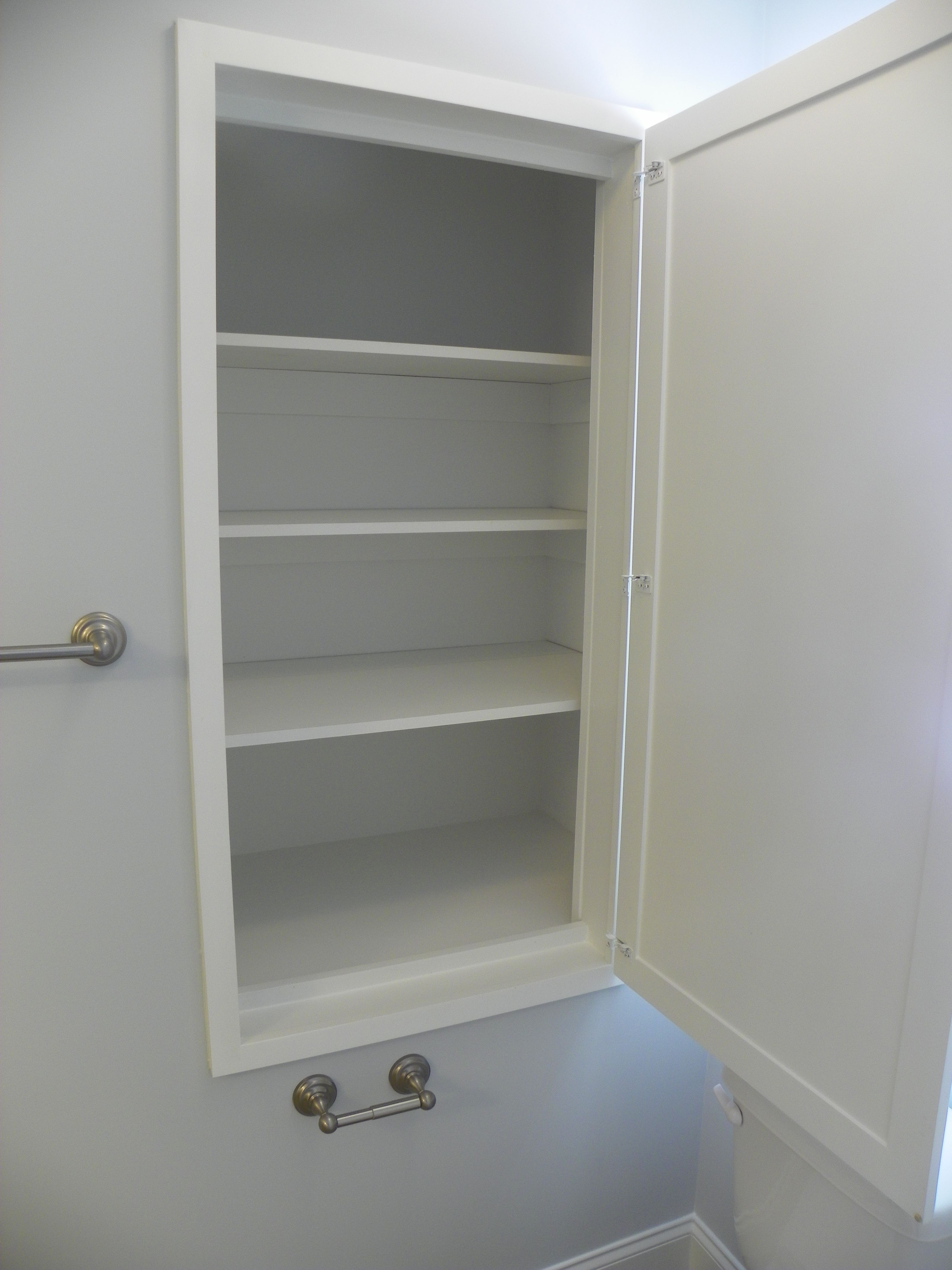 Linen Cabinet Built In To Wall Cavity Next To Toilet Door Swings for sizing 3216 X 4288