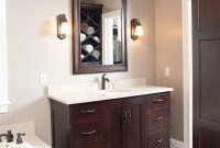 Love The Dark Cabinets With The Light Marble And Tile Bathroom intended for measurements 801 X 1200