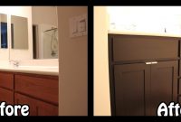 Master Bathroom Cabinet Refinish Before After 11 Diy Refacing within proportions 1600 X 561