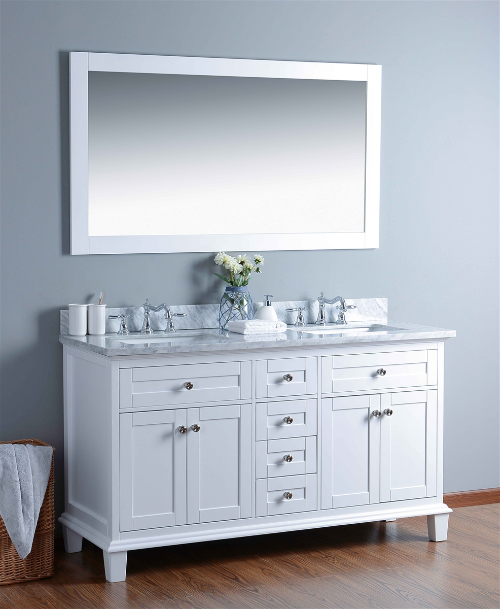 Mickdel Kiracity 60 White Double Sink Traditional Bathroom Vanity W with regard to measurements 986 X 1200
