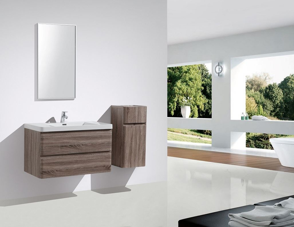 Milan Contemporary Silver Oak Bathroom Cabinet With Rounded Corners regarding sizing 1027 X 794