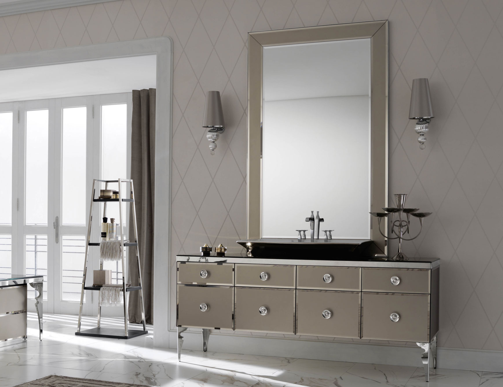Milldue Majestic 10 Bronze Lacquered Glass High End Italian Bathroom pertaining to proportions 1737 X 1338