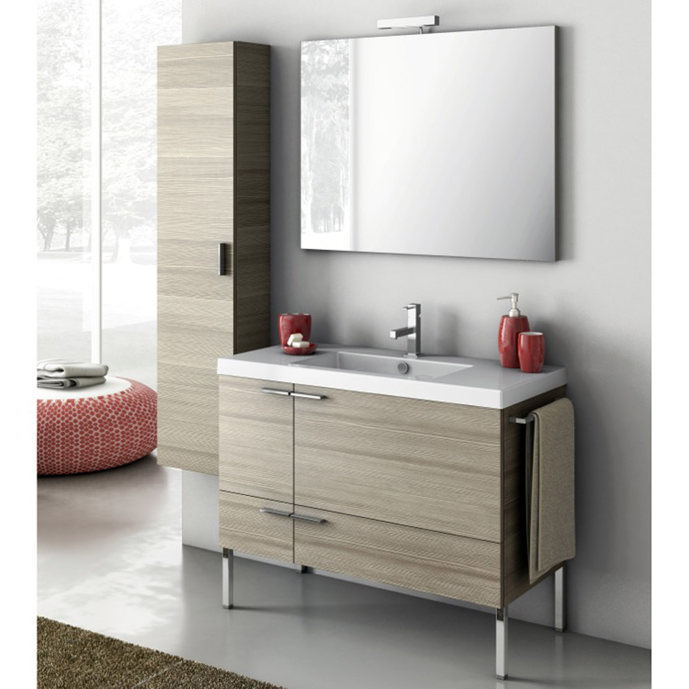 Modern 39 Inch Bathroom Vanity Set With Storage Cabinet Glossy within size 1000 X 1000