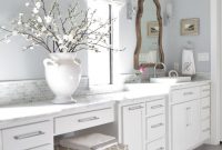 Neutral Elegant Bathroom With White Cabinets Inspiring Home within dimensions 736 X 1103