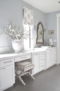 Neutral Elegant Bathroom With White Cabinets Inspiring Home within dimensions 736 X 1103