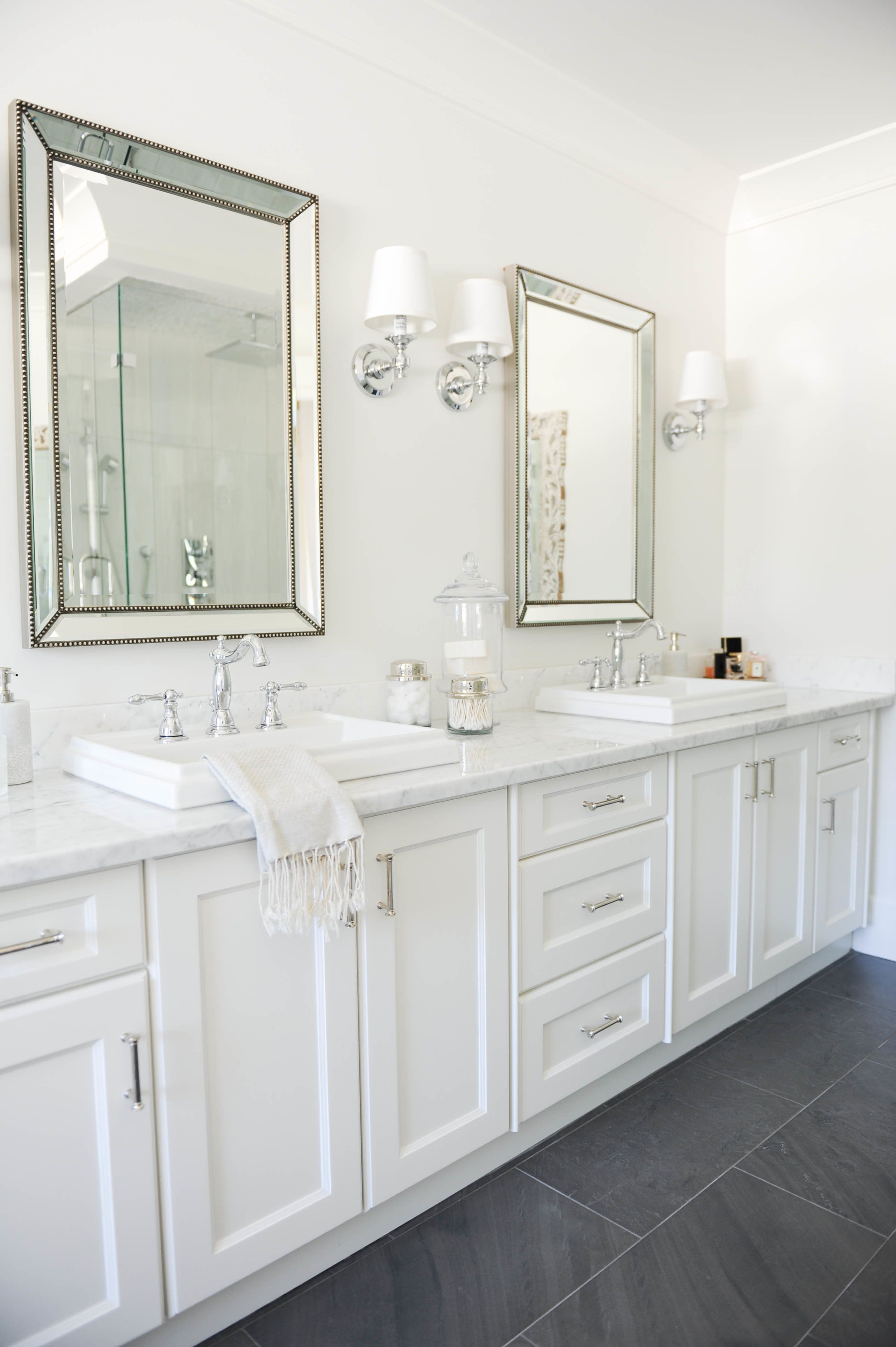 Neutrals A Pop Of Pink Win In This Blogger Home Bathrooms regarding proportions 2767 X 4159