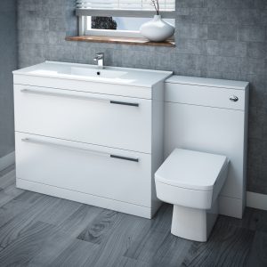 Nova High Gloss White Vanity Bathroom Suite W1500 X D400200mm At with regard to size 1000 X 1000