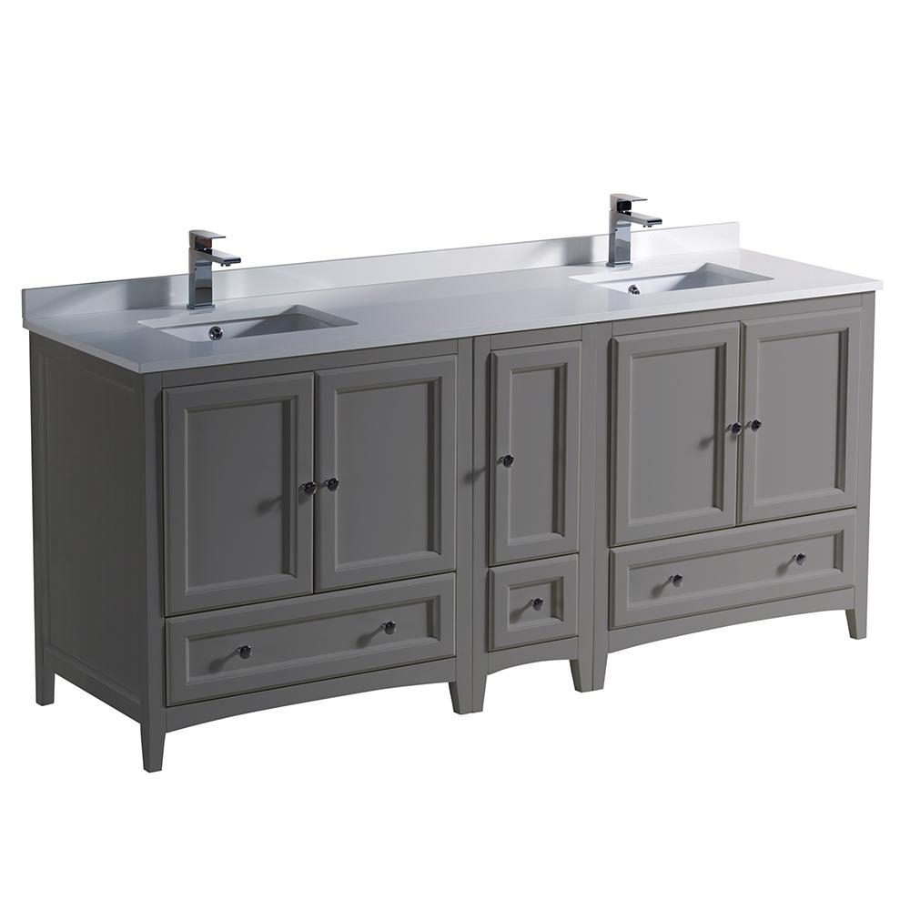 Oxford 72 Gray Traditional Double Sink Bathroom Cabinets W Top Sinks with size 1000 X 1000