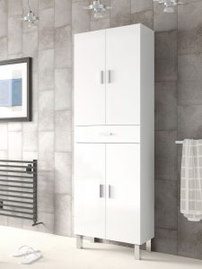 Rimini Tall Bathroom Cupboard White Gloss with regard to proportions 1535 X 2048