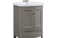 Runfine 24 In W X 18 In D X 34 In Wood Gray Vanity With White for dimensions 1000 X 1000